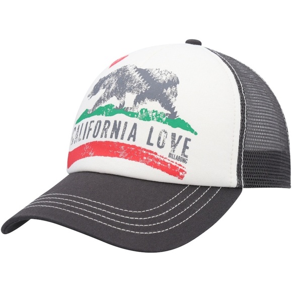 Billabong California Love Trucker Hat – White & Charcoal Snapbac - Picture 1 of 6